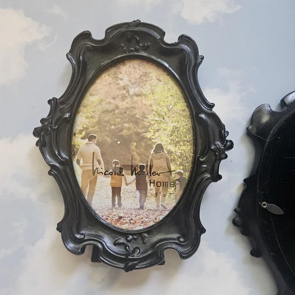 Black Ornate Picture Frames Set Of Two Halloween Gothic Black Ornate Oval Frame - Picture 9 of 12